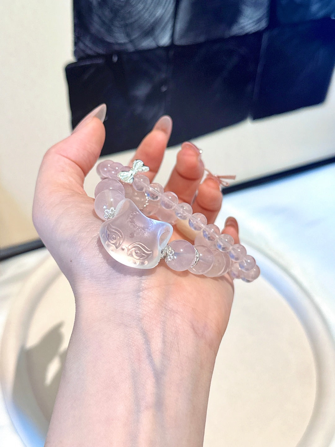 ▫️▪️粉水晶双圈狐狐手串